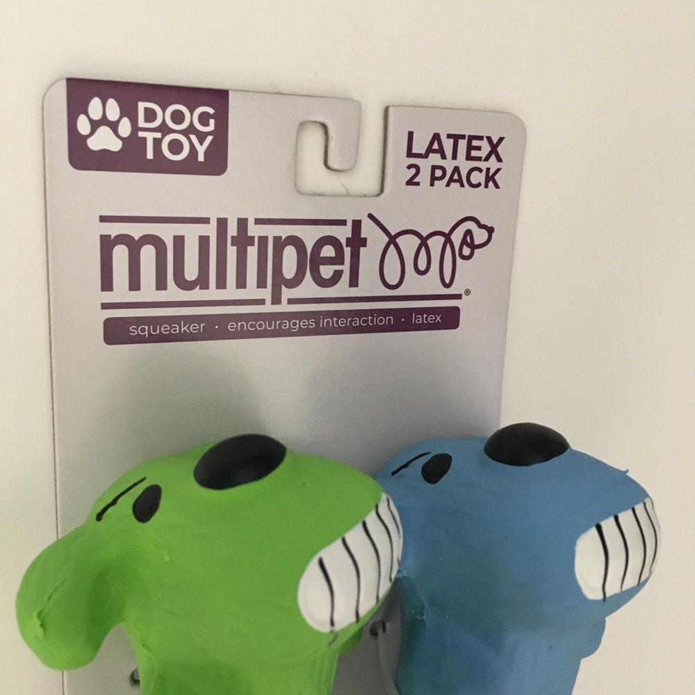 Dog Toy 2 Latex Squeakers Blue and Green 6” Fetch Toss Play NEW | Multipet - Picture 2 of 8